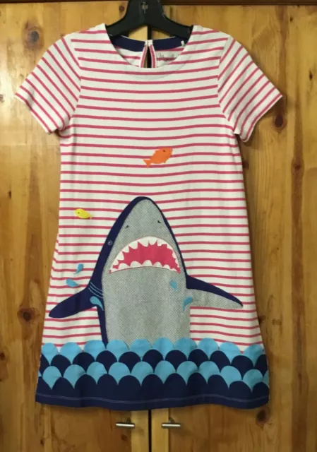 Girls Shark Applique Dress By Mini Boden Size 9-10Y