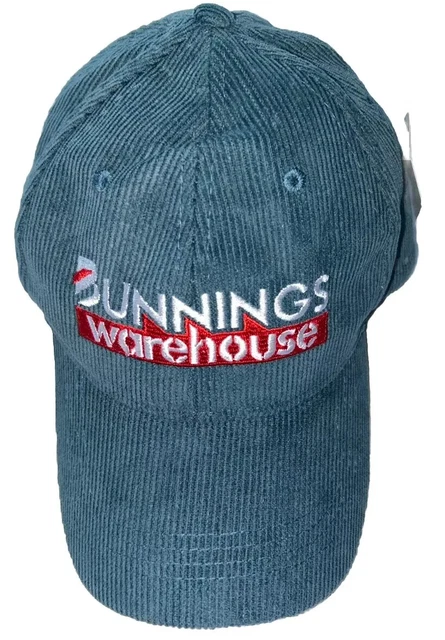 BUNNINGS WAREHOUSE CAP Hat Green Corduroy Rare Adjustable BRAND