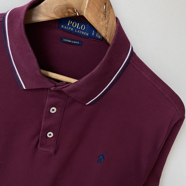 Polo Shirt Ralph Lauren Grande (L) Borgogna Uomo Personalizzata Slim Fit Top Maniche Corta