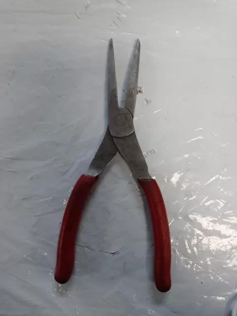 Snap On Tools 8" Long Needle Nose Pliers 96CF Red Handle Talon Grip USA MADE