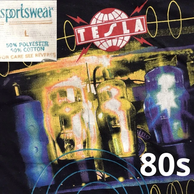 Geki Rare Tesla 1989 Vintage T shirt Black