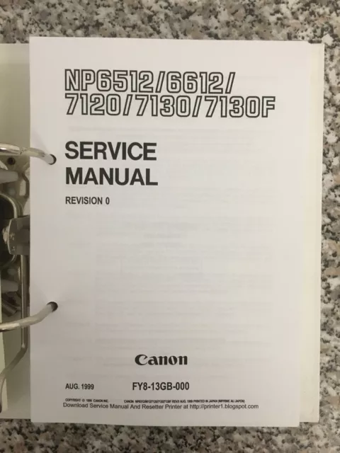 CANON Kopiergeräte NP6512/6612/7120/7130/7130F Service Manual im Ordner! TOP!!!!