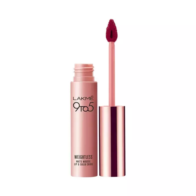 Lakme 9 to 5 Weightless Lip & Cheek Color, Rosy Plum, 9 g