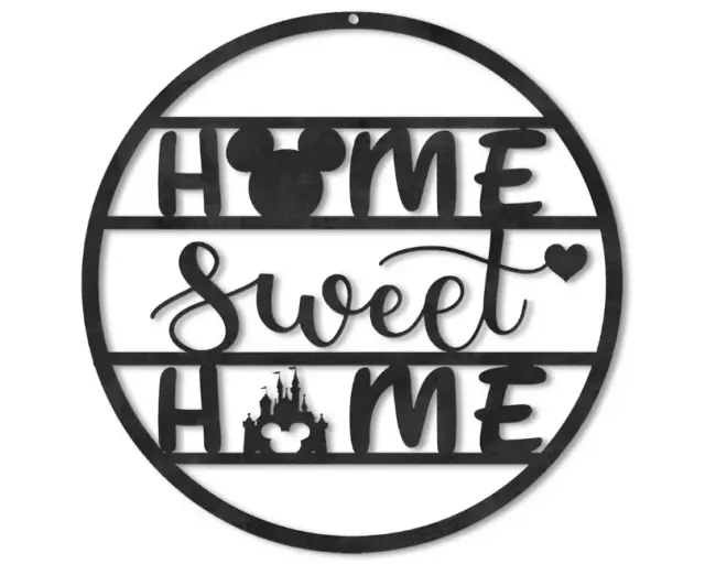 Home Sweet Home Metal Signs, Monogram Wall Decoration, Mickey Mouse Home Art
