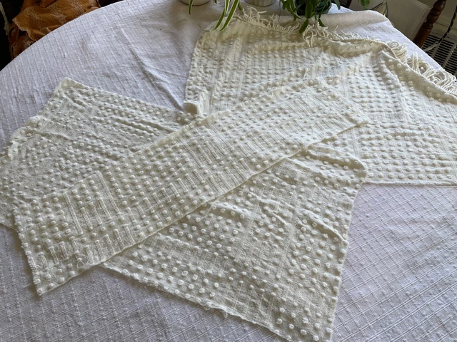 4OFF WH pale yellow LG. PIECES  Morgan Jones VINT CHENILLE  sewing crafts FABRIC