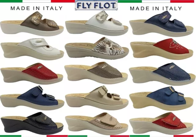 Ciabatte fly flot sandali da donna casa con plantare pelle aperte estive italy