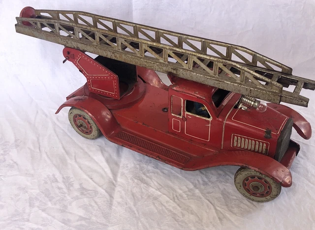 Tippco Arnold Leiterwagen Feuerwehr Blech Beleuchtung original 30er Top Uhrwerk Tippco Arnold Leiterwagen Feuerwehr Blech Beleuchtung original 30er Top Uhrwerk