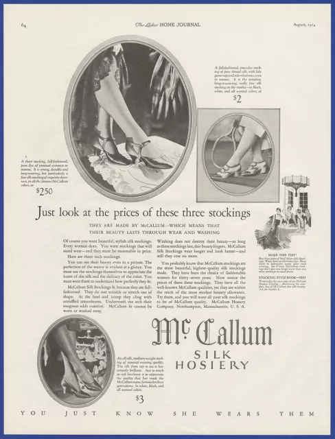 Vintage 1924 McCALLUM Silk Hosiery Lingerie Fashion Art Décor 20's Print Ad