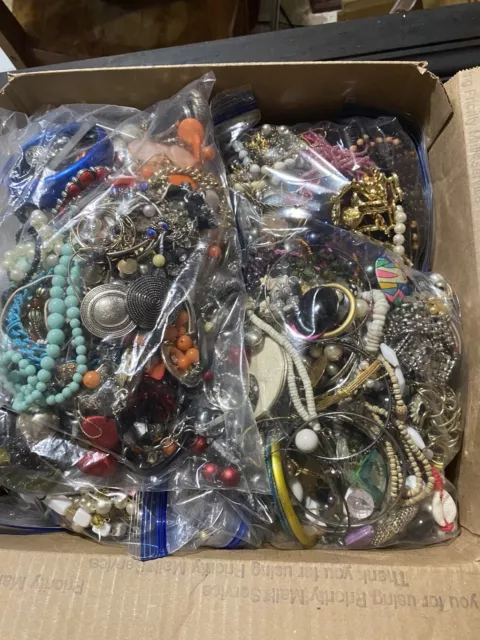 Large Flat Rate Box Full Of Vintage Jewelry Crafters Lot- Treasure Hunt Lbs #19