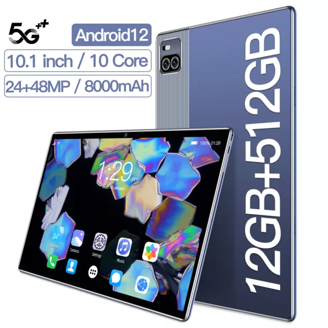 Tablet de 10 pulgadas 5G LTE llamada telefónica Android 12 IPS 1920X1080 12 GB RAM 512 GB ROM 3