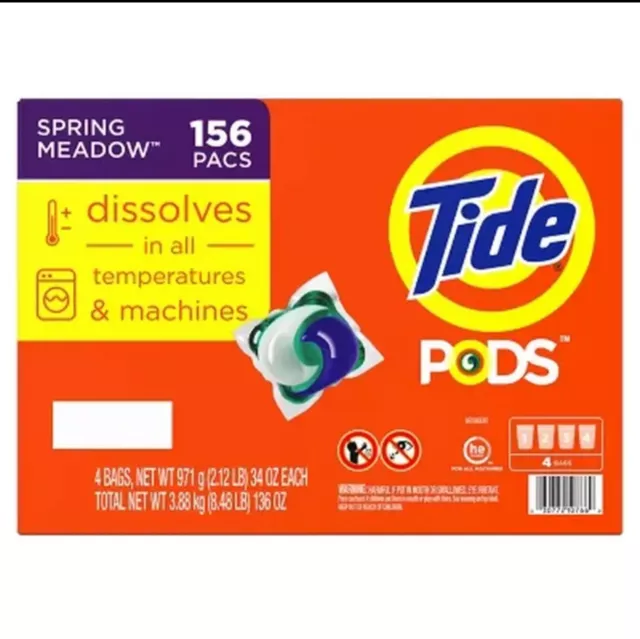 Tide PODS Liquid Laundry Detergent Pacs, Spring Meadow (156 Ct.)