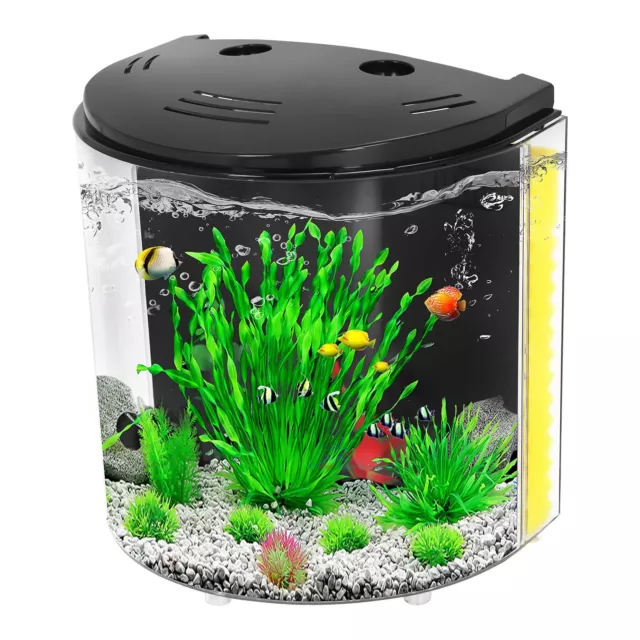 Small Aquarium Fish Tank 1.2gal Betta Tank Starter Kit with LED Light and Filter
