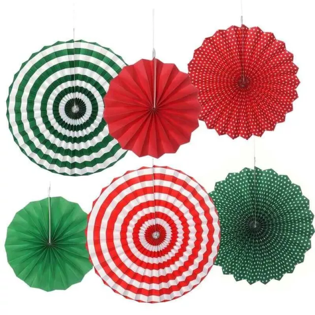 6 Stck. Hängepapier Fan Stoffe Weihnachten Wandbommel Tisch Geburtstag Party Dekor UK