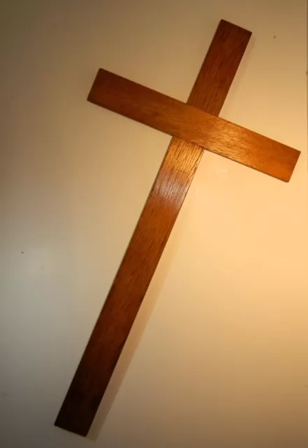 Großes antikes echtes Kirchenkreuz Eiche 76 cm