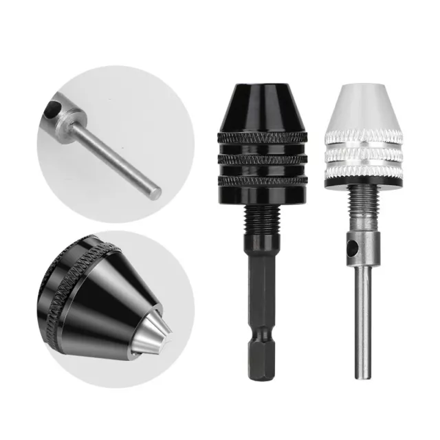 Keyless Drill Chuck Hex and Round Shank Drill Adapter Converter 0.3-6.5mm 3.4mm