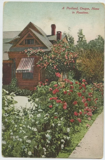 Portland Or Home in Rose Time Road of a Thousand Wonders Antique Postcard