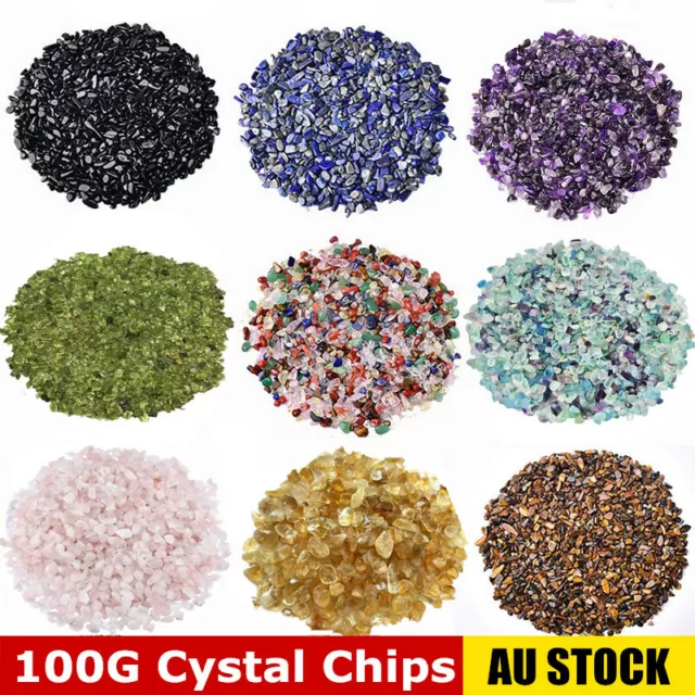 100g Bulk Lot Natural Gemstone Tumbled Crystal Chips Chakra Wicca Jewelry Craft 2