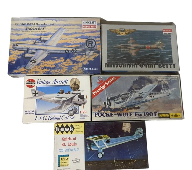 VTG MODEL AIRPLANE Kit Lot of 5 Airfix Hawk Aurora Heller Minicraft