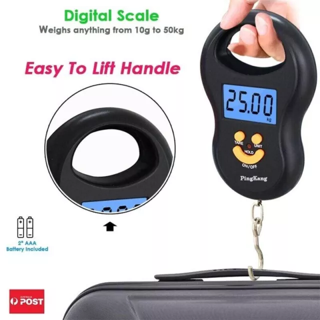 LCD Electronic Digital Portable Scale Luggage Weight Hanging Travel 10G to 50KG