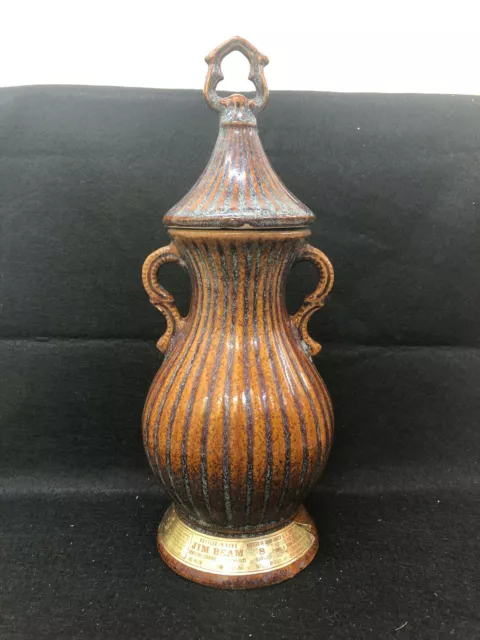 Vintage Jim Beam 1979 Liquor Whiskey Brown Ribbed Decanter Bottle