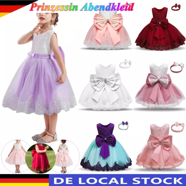 Kleinkind Kinder Partykleid Blumenmädchen Tüll Prinzessin Hochzeit Abendkleid DE