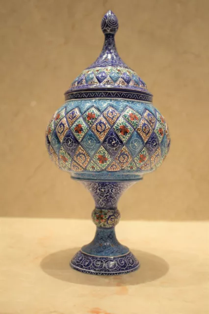 Sugar candy Bowl - Enamel Enamelling, miniature Mina Minakari blue