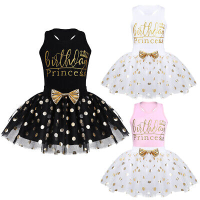 Kids Baby Girls Top T-shirt+Tutu Polka Dot Skirt Dress Outfit 2Pcs Birthday Set