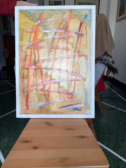 QUADRO ASTRATTO DIPINTO A MANO, ARTE MOD. OLIO SU LEGNO TECN MISTA Cm 78x 68