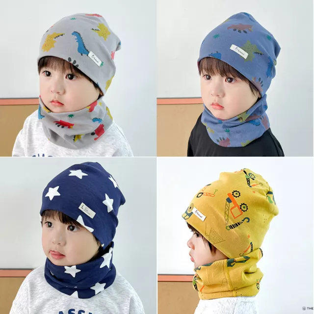 Baby Kids Boys Girls Autumn Winter Hat with Scarf Infant Warm Beanie Cap Scarves