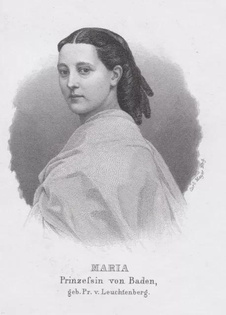 Maria Maximilianowna von Leuchtenberg Portrait engraving Stahlstich 1860