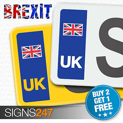 UK CAR NUMBER PLATE STICKER UNION JACK NO EU FLAG BREXIT - Vinyl Car Stickers