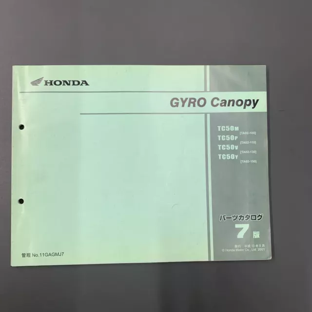 Parts Catalog Honda Gyro Canopy Ta02 Tc50 7Th Edition Published September 2001