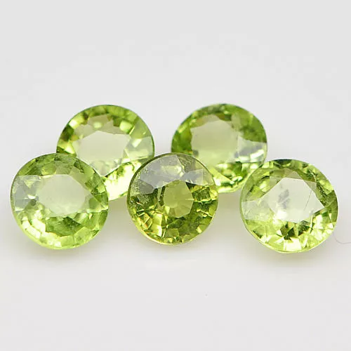 5 PIECES OF 3mm ROUND-FACET STRONG-GREEN NATURAL AFGHAN PERIDOT GEMSTONES