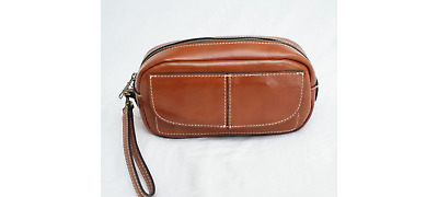 NEW Patricia Nash Remini Leather Heritage Travel Cosmetic Case in Tan NWT