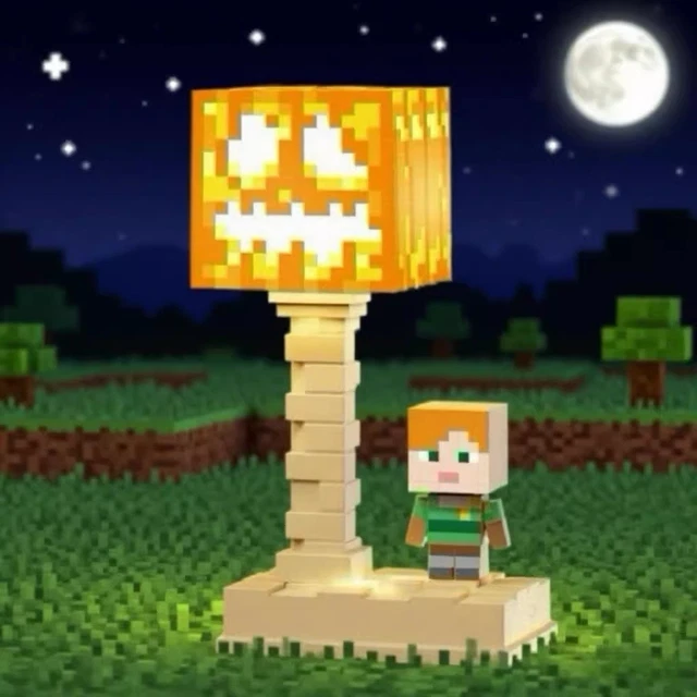 MINECRAFT THEMED LED Table Lamp, Pixelated Pumpkin Night Light, USB ...