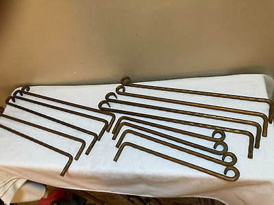 Vintage Twisted Iron Swing Arm Curtain Rods Lot  13 Pieces
