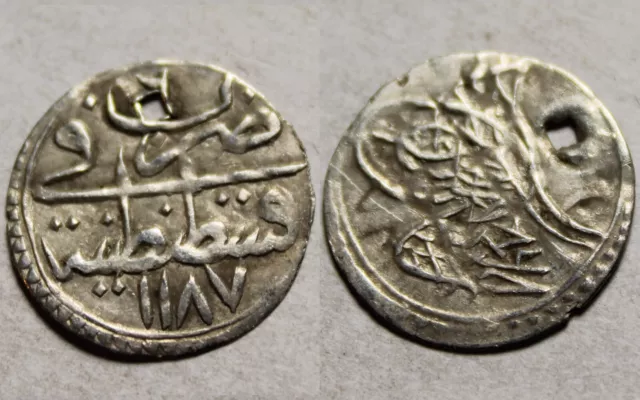 Rare genuine Islamic silver Para coin/Ottoman Emp./Turkey/Abdul Hamid 1779AD/y 6