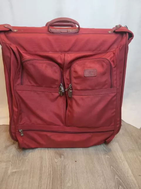 Vtg Tumi Wheel-A-Way 50” Deluxe Rolling Oversized Garment Bag 2233RF Red Nylon