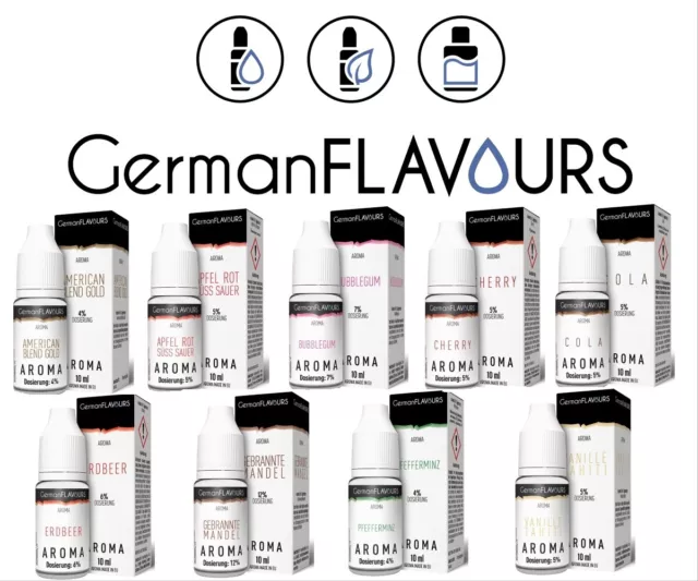 GermanFLAVOURS - Aroma 10ml - Aromen Liquid für E-Zigarette Auswahl 1x Versand