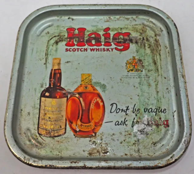 Vintage Ad Sign Printed Tin Bar Tray Haig Whisky Original Old Nice Subject 2