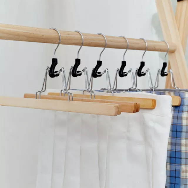 Wooden Pants Hangers with Clips Non Slip Skirt Hangers Trouser Natural