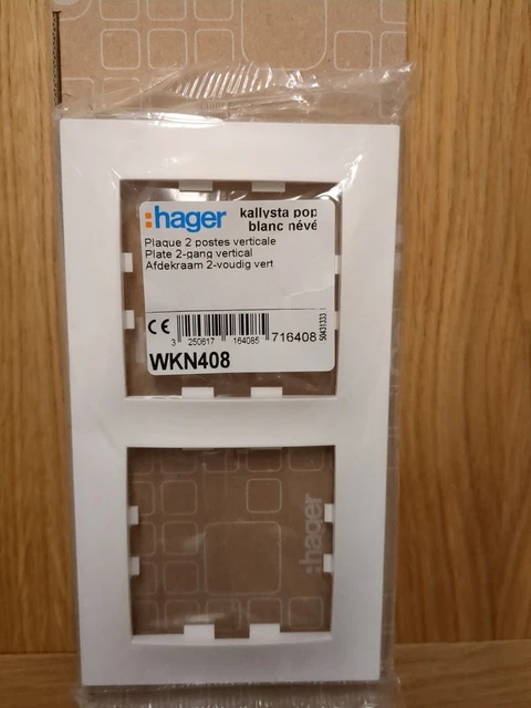 Hager Kallysta WKN408 - Plaque Double Kallysta POP Blanc Neve VERTICALE