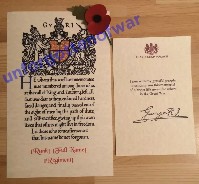 WW1 Next of Kin Memorial Scroll and King’s Message | World War 1 Memorial Scroll