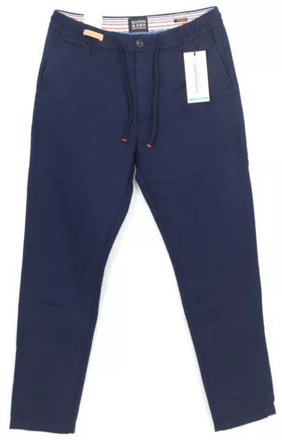 Pantalon lin coton fluide SCOTCH & SODA  homme bleu marine Warren blend jogger