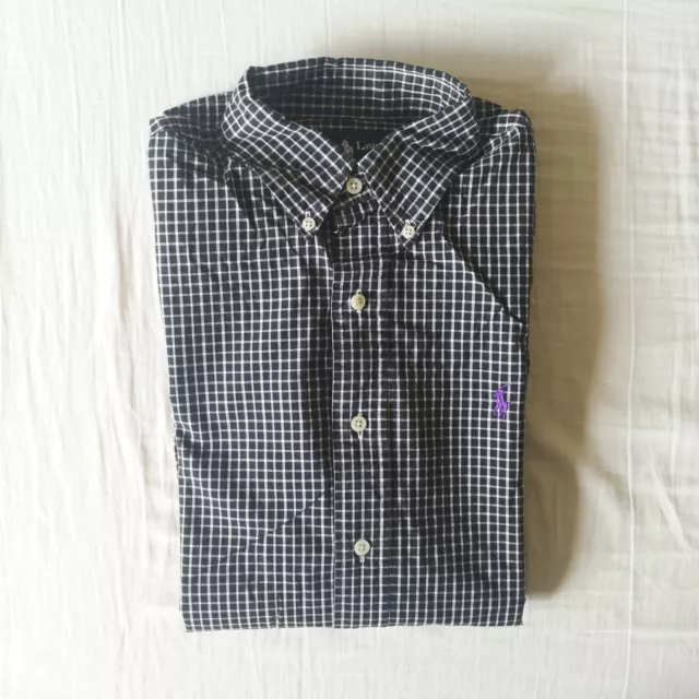 Polo Ralph Lauren Iconic Oxford Sport Shirt Custom S Black Checkered Plaid NWOT