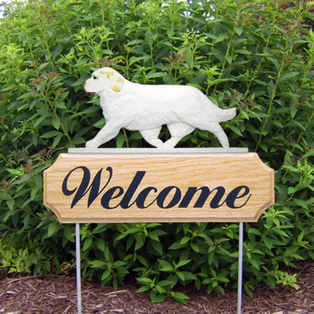 Clumber Spaniel Wood Welcome Outdoor Sign Lemon