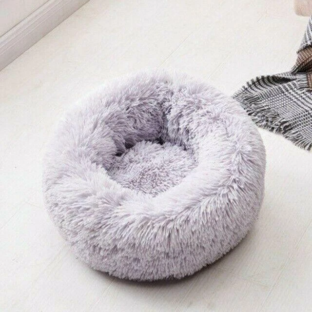 Donut Plush Bed Dog Cat Pet Calming Round Soft Warm Fluffy Kennel Sleeping Nest 10