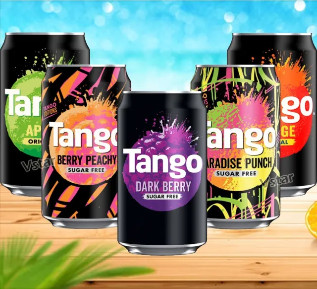 Tango Dark Berry, Orange,  Apple, Berry & Paradise Punch Soft Drink 330ml Cans