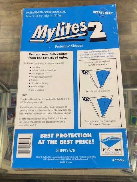 50 E Gerber Standard Size Mylar Mylites #725M2 Unopened