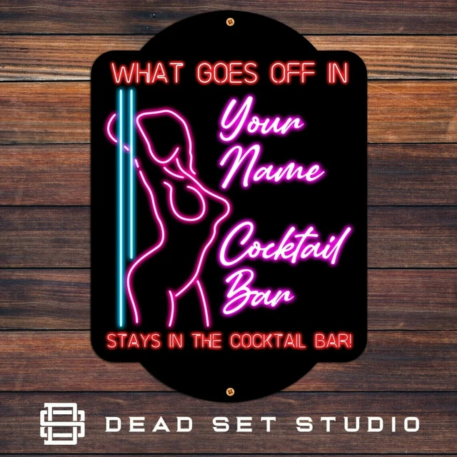 Personalised Cocktail Bar Sign Man Den Pub Beer Whiskey A4 A3 Metal Wall Art